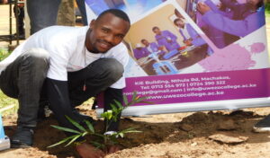 Uwezo College Students planting trees during the National tree Planting Day